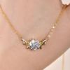 New Elegant Shiny 8mm 2CT Moissanite Necklace Vine Plant V-Neck Collarbone Chain Leaf Pendant Necklace for Women Gift