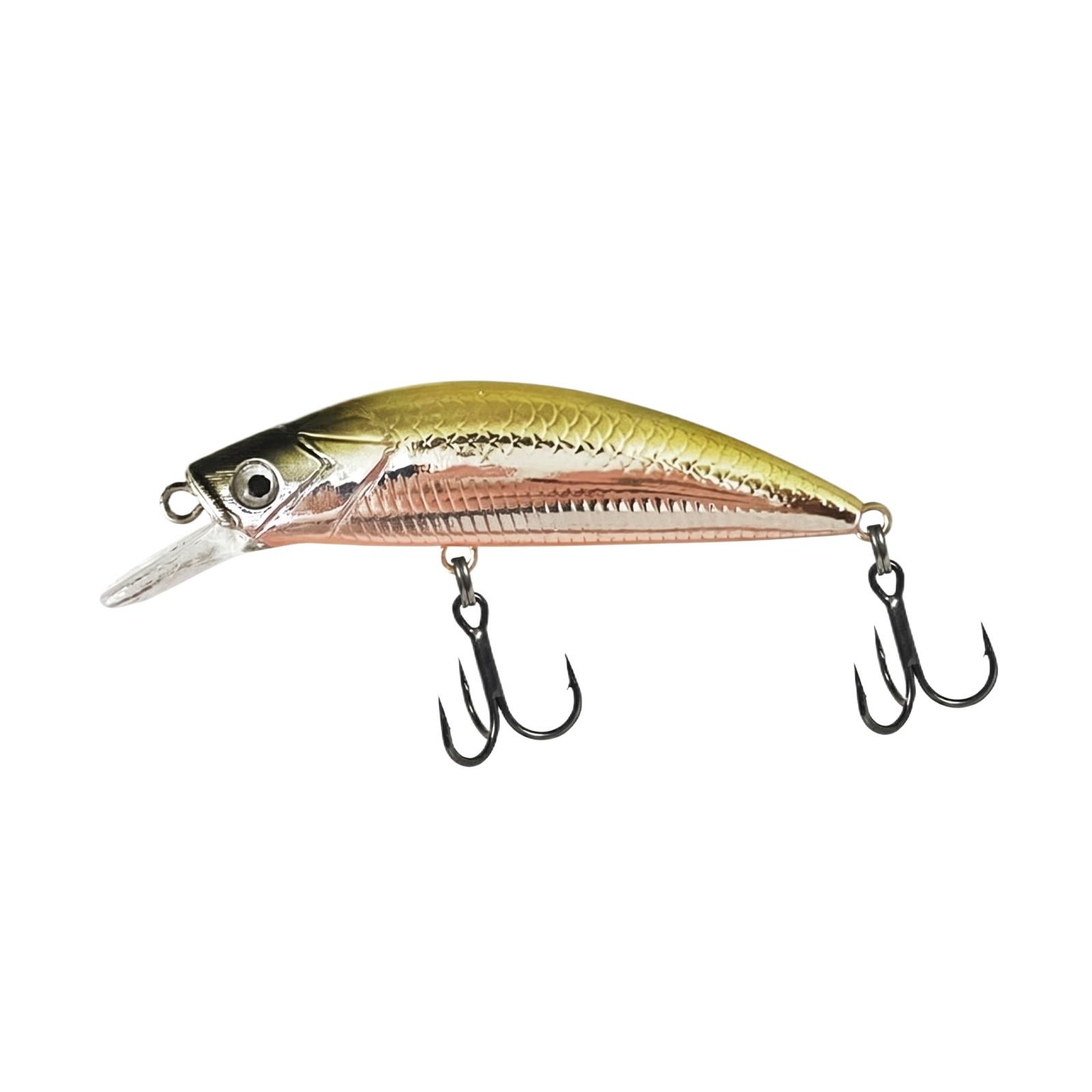 

6cm 6g Japanese Style Sinking Minnow Fishing Lure Hard Bait Micro Small Sinking Fishing Lure with Treble Hooks for Freshwater Fishing one size