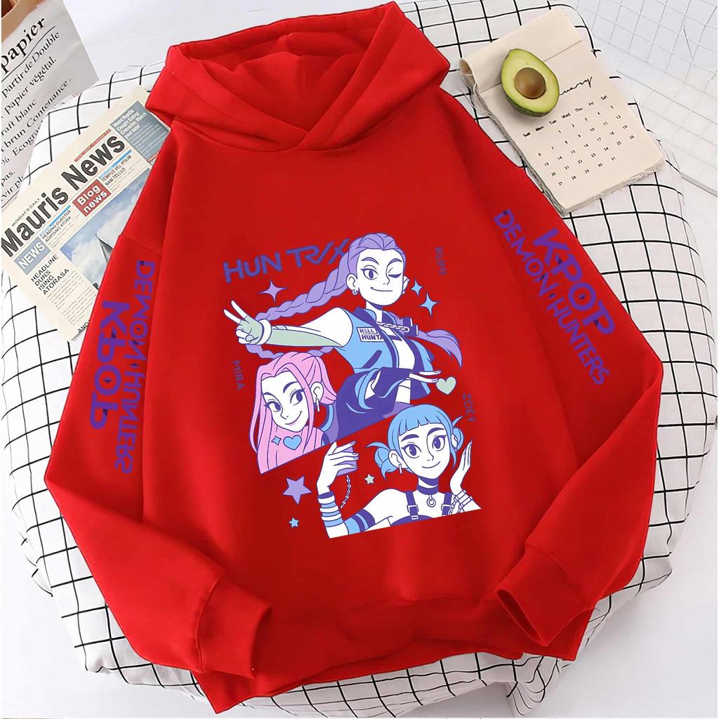 KPop Demon Girls Moda Sudadera Casual Película Nuevo Niños K-Pop Cazadores de Demonios Tops con Capucha Ropa para Niña Pequeña Sudadera con Capucha de Cazadores