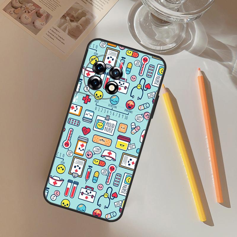 Medical Medicine Nurse Pattern Funda For OnePlus 13 13R 12 R 11 9 10 Pro 8T 9RT 10T OnePlus Nord 4 CE 2 3 Lite N20 N30 Case
