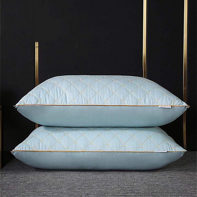 Feather Velour Quilted Neck Support Pillow for Adults - Ideal for Side Sleepers and Cervical Comfort