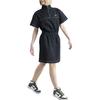 Nike Solid Color Logo Micro Mark Casual Stand Collar Short Sleeve Dress Women Dresses Black DM6197-010