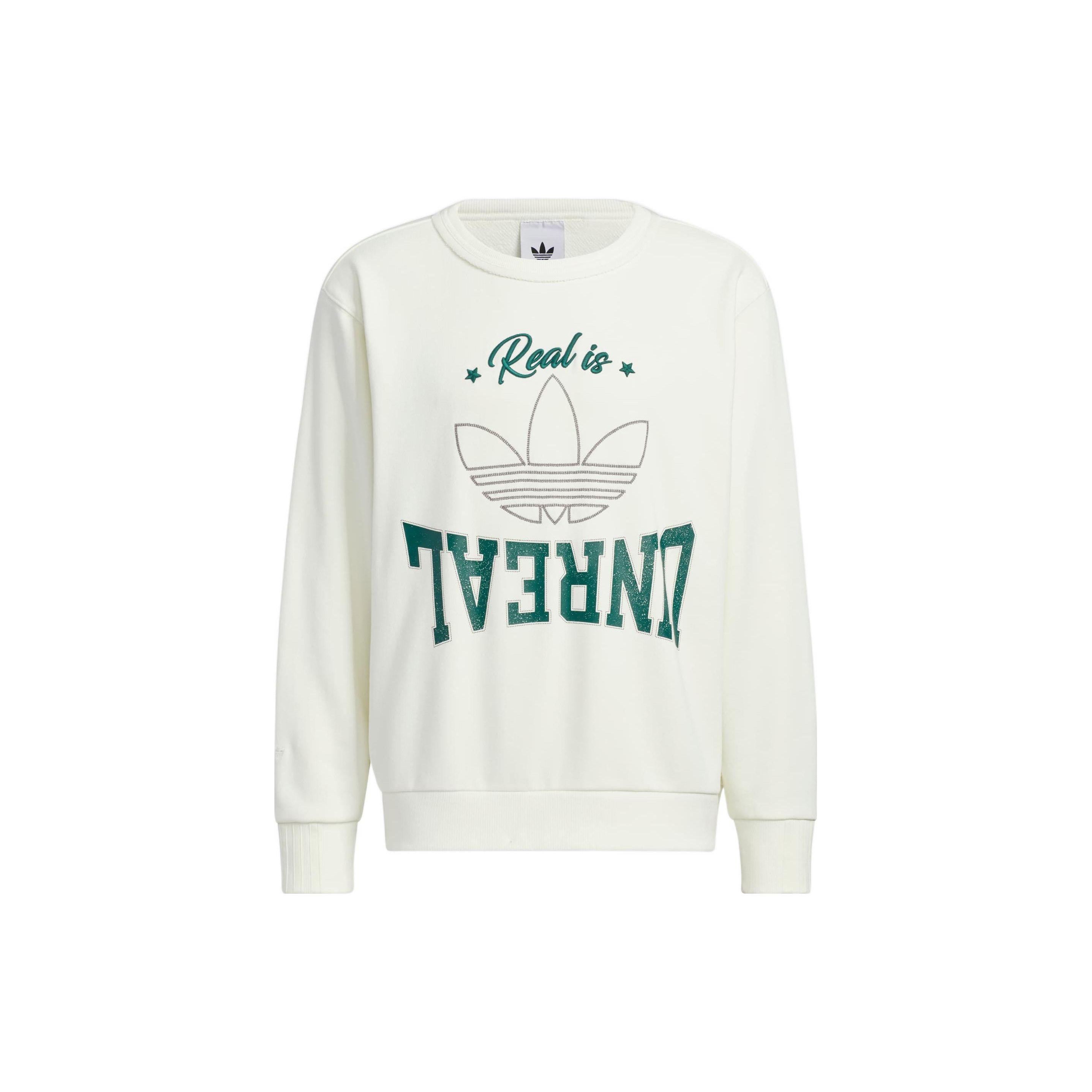 Adidas Originals Classic Soft Cotton Logo Crew Neck Sweatshirt Unisex Off White HS7277 XS