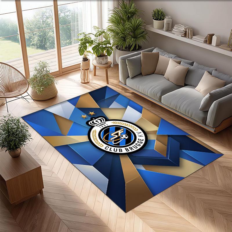 Club Brugge FC Soccer Football Pattern Soft Area Rug Non Slip Indoor Floor Carpet Sports Decor Mat for Bedroom