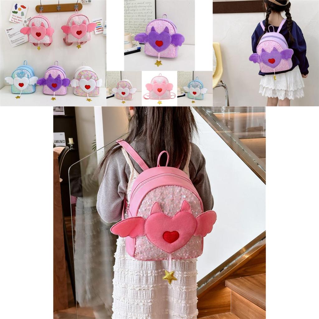 Cute Childrens Backpack In Heart And Angel Wing Patterns Perfect For School Use