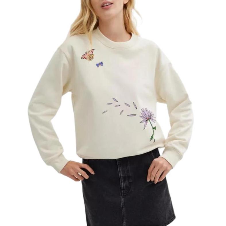Coach Ss24 Floral Print Crewneck Long Sleeve Sweatshirt Women sweatshirt Cream CT621-CRM