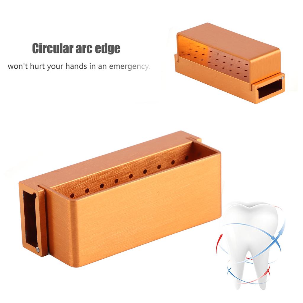 Aluminium Disinfection Box Case Dental Bur Burs Block Holder Autoclavable Dentist Tool Gold