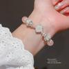 Pearl Crystal Heart Bead Bracelet With Stretchy Design For Women Gift