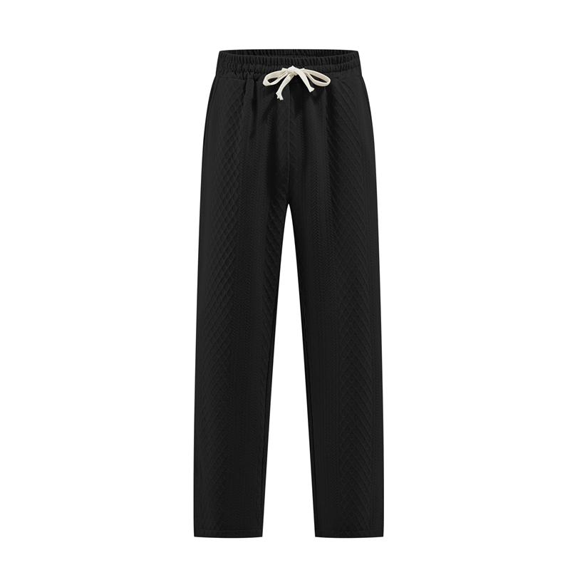 2026 New Style European Loose-Fitting New Style Casual Straight Knitted Ribbed Outdoor Date and Sport Pants European Size S чёрный