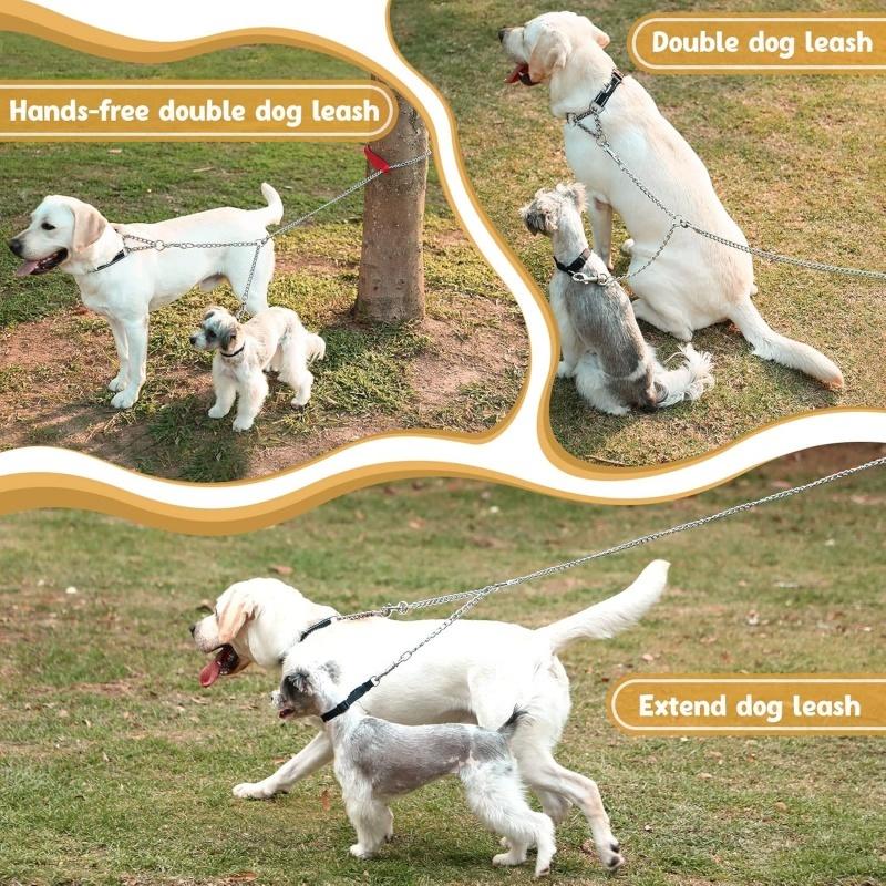 Double Head Pet Traction Rope Traction Belt Dog Traction Double Buckle Chain For Two Dog Leash Running Walking