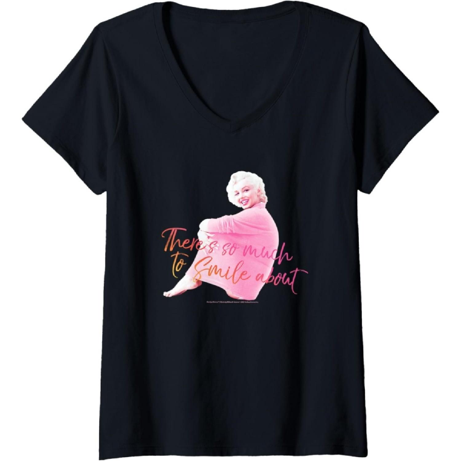 Womens Marilyn Monroe - So Much To Smile About V-Neck T-Shirt S