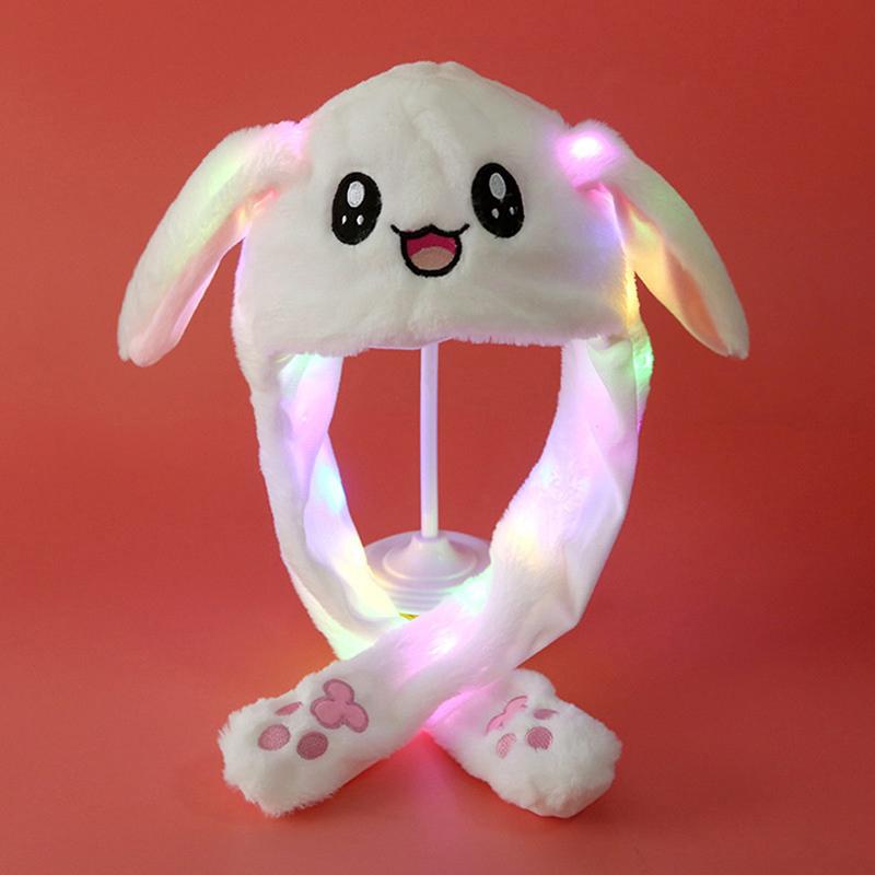 1Pc Glowing Cute Bunny Ears Hat Glowing Ear Moving Bunny Hat Plush Hat Toy