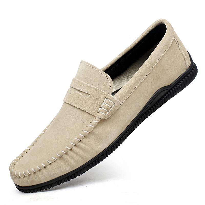 

Мужские мокасины из кожи на лето 2025 года, лоферы-пенни, мужская повседневная обувь, хаки, дышащие слипоны, мужские туфли для вождения 44