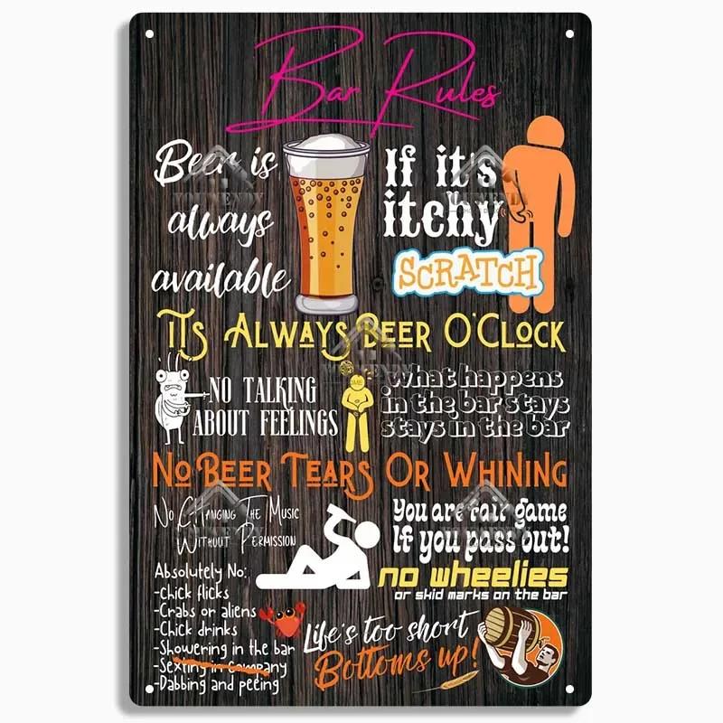 HD Metal Tin Sign Vintage Funny Beer Bar Wall Decor Retro No Working Steak Timer Alcohol Sign for Man Cave Pub Bar Kitchen Dec