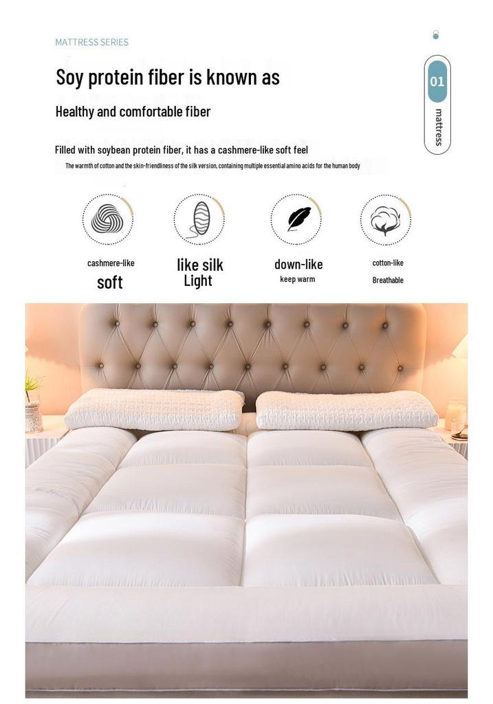 3D Feather Velvet and Lamb Wool Mattress Pad - Plush and Soft for Single or Double Mattresses