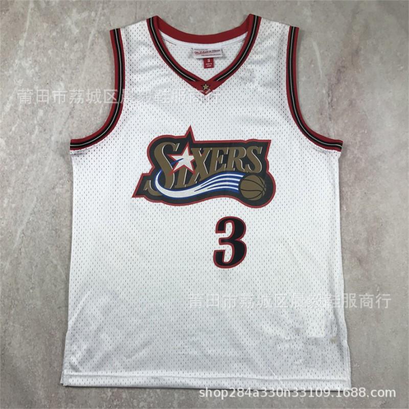 Philadelphia 76ers NBA Basketball Jersey Vest Mens Cotton Blend White Embiid 21 Harden 1 Maxey 0 Heat Pressed Edition