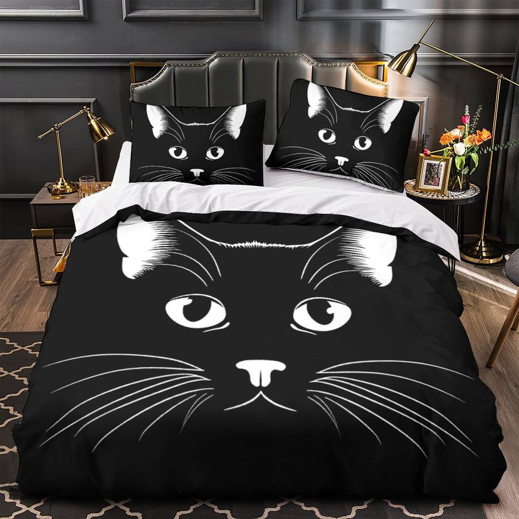 3D Cartoon Tier Bettwäsche Set süße Katze Daunen Bettbezug Kissenbezug 2/3 Stück Mädchen Kinder Frauen und Jungen Abdeckung