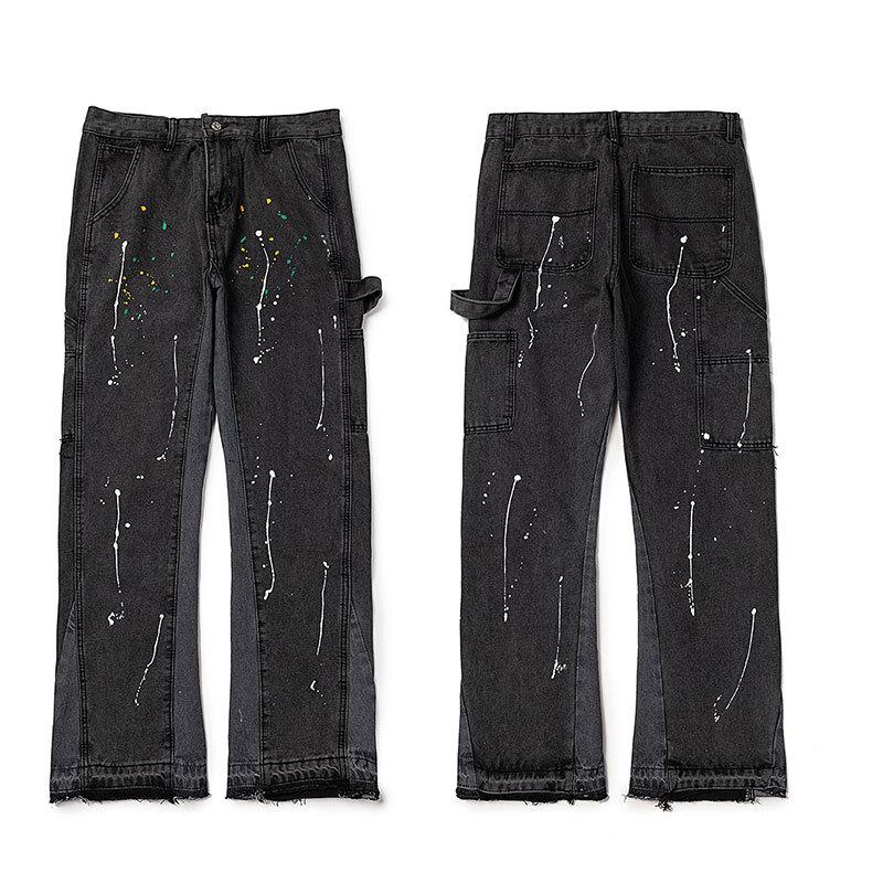 GALLERY DEPT Jeans Acampanados Retro Unisex Patchwork Desgastados con Lavado Salpicado