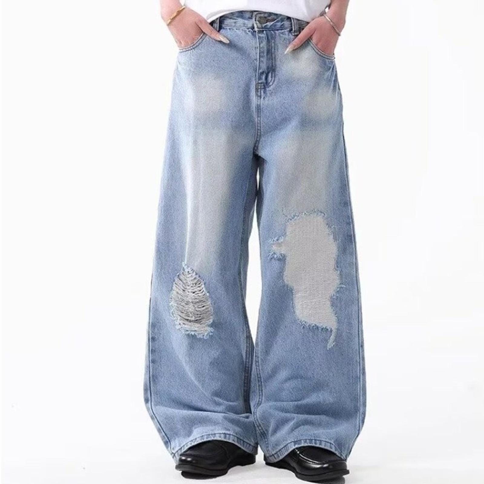 

Женские брюки большого размера, эластичные джинсы, свободные полуэластичные брюки L синий