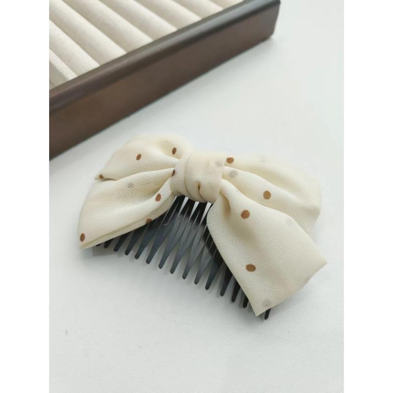 1 Pcs Ladies' fairy Style Polka Dot Bow Hair Accessories Bangs And A Hair Comb Suitable For Daily Use As A Gift