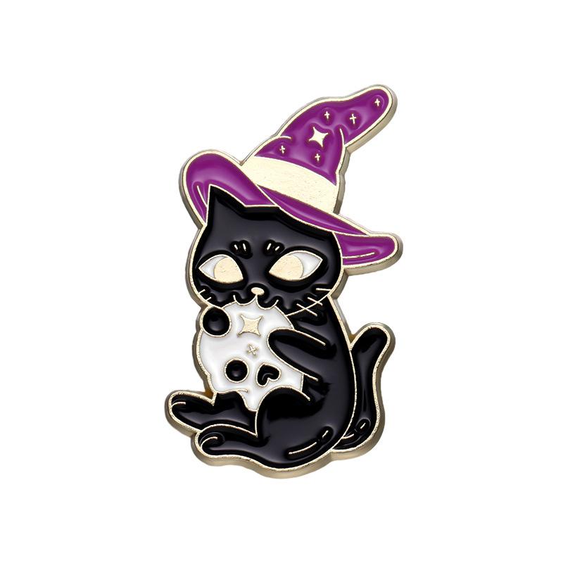

Gorgeous Cat Inspired Brooch With Purple Hat And Potion For Individual Statement Style XZ8470