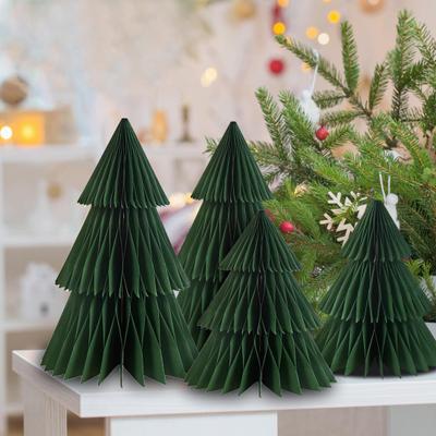 3D Kağıt Noel Ağacı Yeniden Kullanılabilir Masa Üstü Dekor Petek Ağaç Kolay Montaj Mini Yılbaşı Ağacı Şenlikli Parti Masa Orta Süsü için