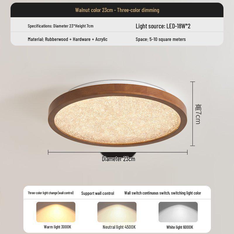 

Pre-Owned Walnut Full Spectrum Eye Protection Ceiling Light for Bedroom/Study - Warm, High-End Atmosphere Lighting Three colors of light