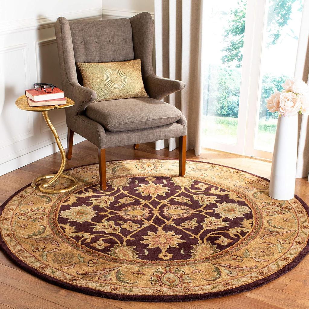 Retro Floral American Round Carpet Universal Anti Slip and Comfortable Carpet for Bedrooms and Living Rooms