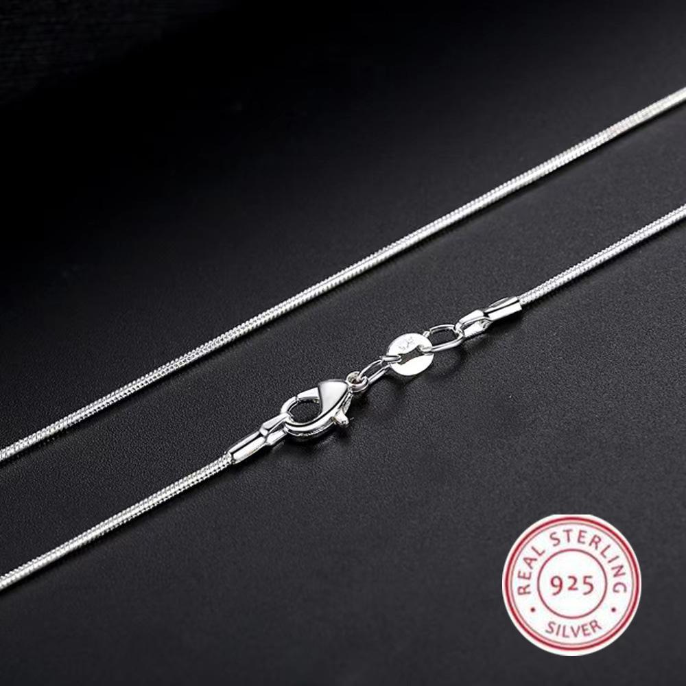 

Hot 925 Sterling Silver Snake Necklace Chain 16-30inch High Quality For Woman Men Fashion Wedding Engagement Jewelry 16 inch