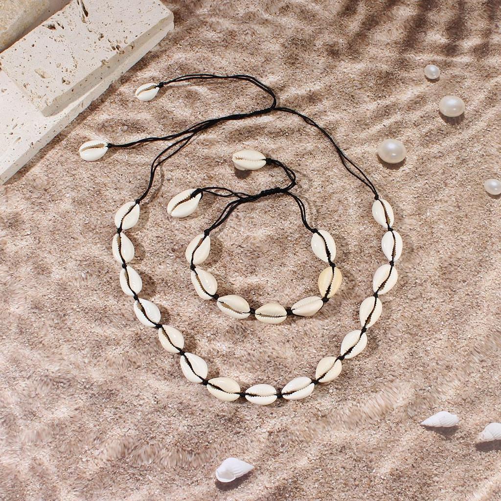 Set Collana, Bracciale, Cavigliera, Conchiglia d'Acqua Dolce & Choker Fatti a Mano Europei e Americani