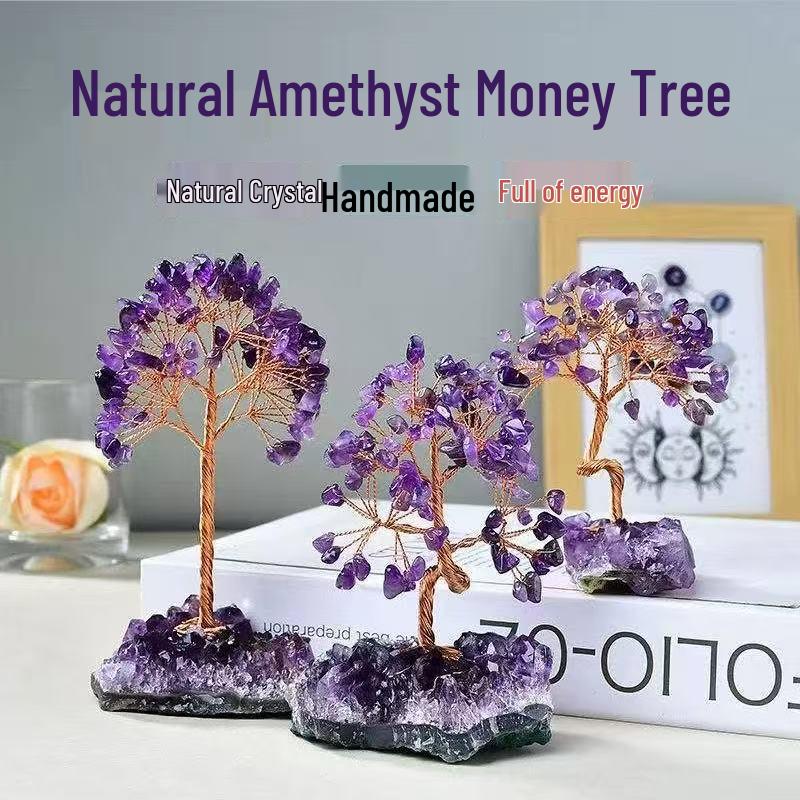 Amethyst Money Tree Crystal Cluster - Wealth Attraction Decoration