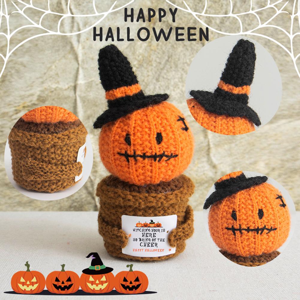 Creative Halloween Knitted Plant Ornaments Crochet Party Decorations Halloween Crochet Pot Plant Decor Pot Knitted Plant