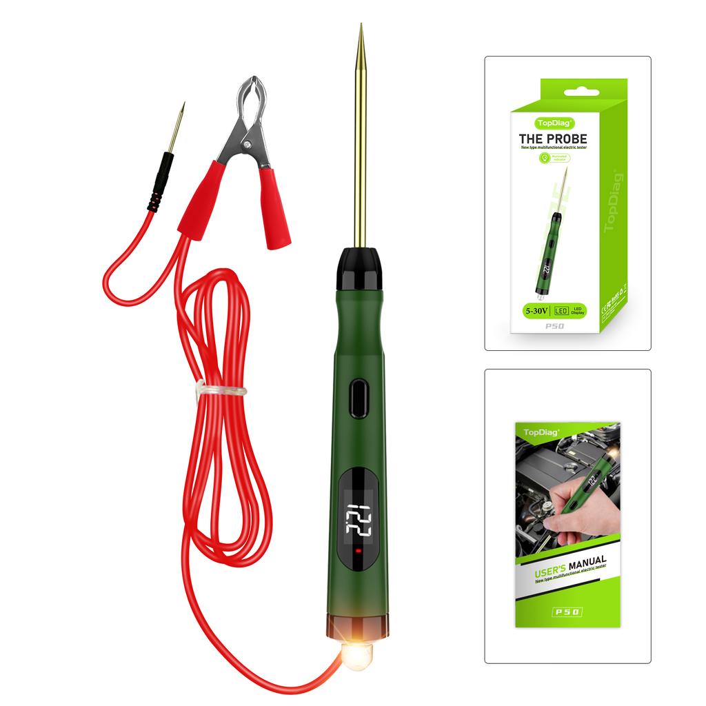 TopDiag P50 Automotive Circuit Tester LCD Display Voltage Measurement Bulb Load Measurement Power