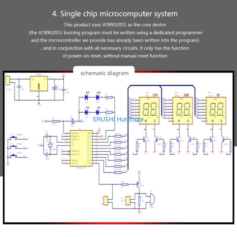 DIY Kits AT89C2051 Electronic Clock Digital Tube LED Display Component DC5V-12V D57B