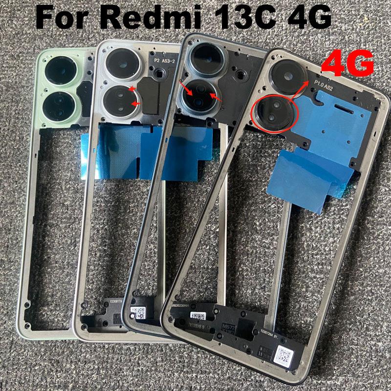 New For Xiaomi Redmi 13C Front Bezel Middle Frame Back Housing Mid Plate Replacement For Poco C65