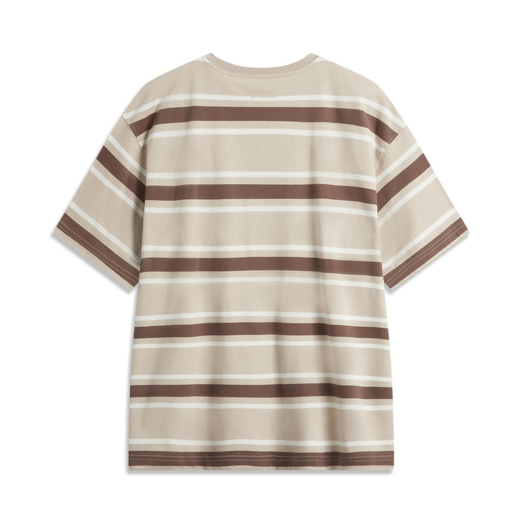 Li Ning Brand Logo Striped Casual Comfortable Breathable Round Neck Pullover Short Sleeve T-Shirt Men T-Shirts AHSUC03-1