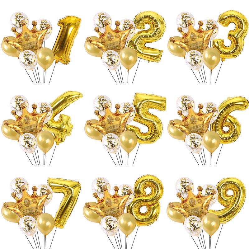 Gold Crown Balloon Set for First Birthday Party Decorations