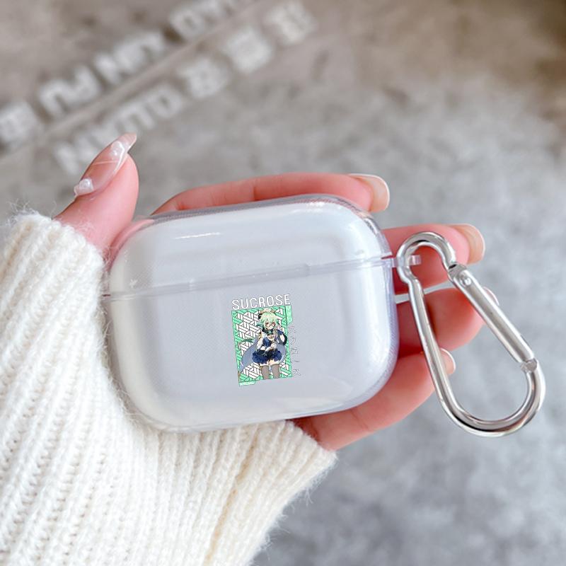 Genshin Impact Cartoon Anime Xiao With Hook Case For AirPods 2 3 1 Cases For Apple AirPods Pro 2 Coque Transparent Soft Cover