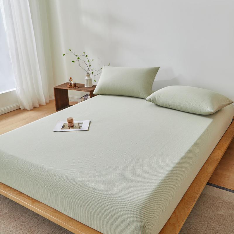 2026 Spring/Summer Muji Style Yarn-Dyed Washed Cotton Fitted Sheet - Style One