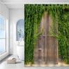 Rustic Ivy-Covered Door Bath Curtain - Vintage Wood & Greenery, Waterproof Home Decor Adds Natural Charm To Your Bathroom