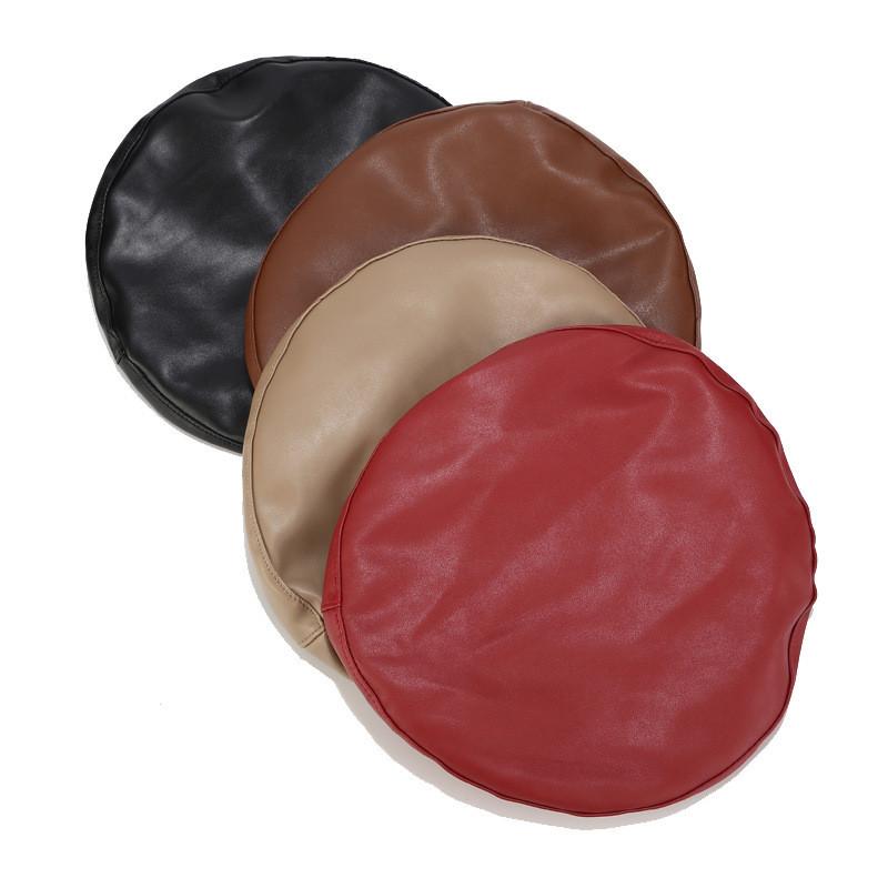 Simple Design Faux Leather Beret With Short Brim And Windproof Function For Summer Fashion