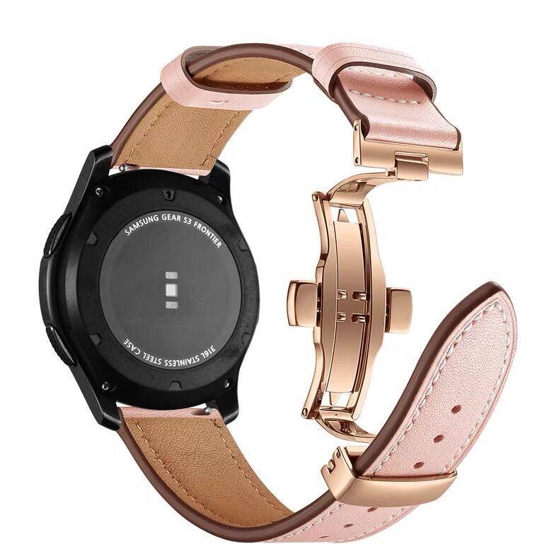 Echtes Leder Armband mit Schmetterlingsverschluss für Samsung/Huawei Uhr - Universell 20mm/22mm