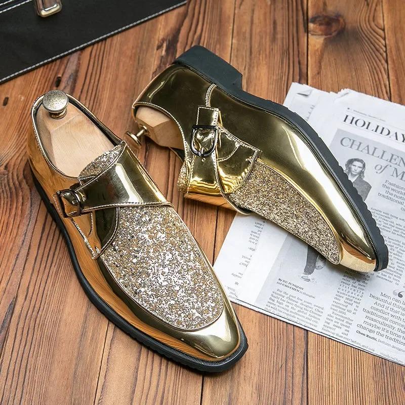 

Shoes Men Casual Man Men s Summer Shine Gold Dress Patent Leather For Mens Gold Moccasins Business Pointed Bussiness Luxury 38 чорний