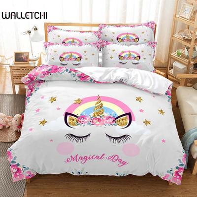 Cartoon Children Bedding Set Unicorn Duvet Cover Set Full Twin For Kids Girls Room Decor Cute Animals Quilt Cover Fashion Design