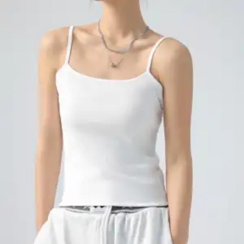 Women's Ribbed Camisole Set White Dark Grey Slim-Fit Spaghetti Strap Tops