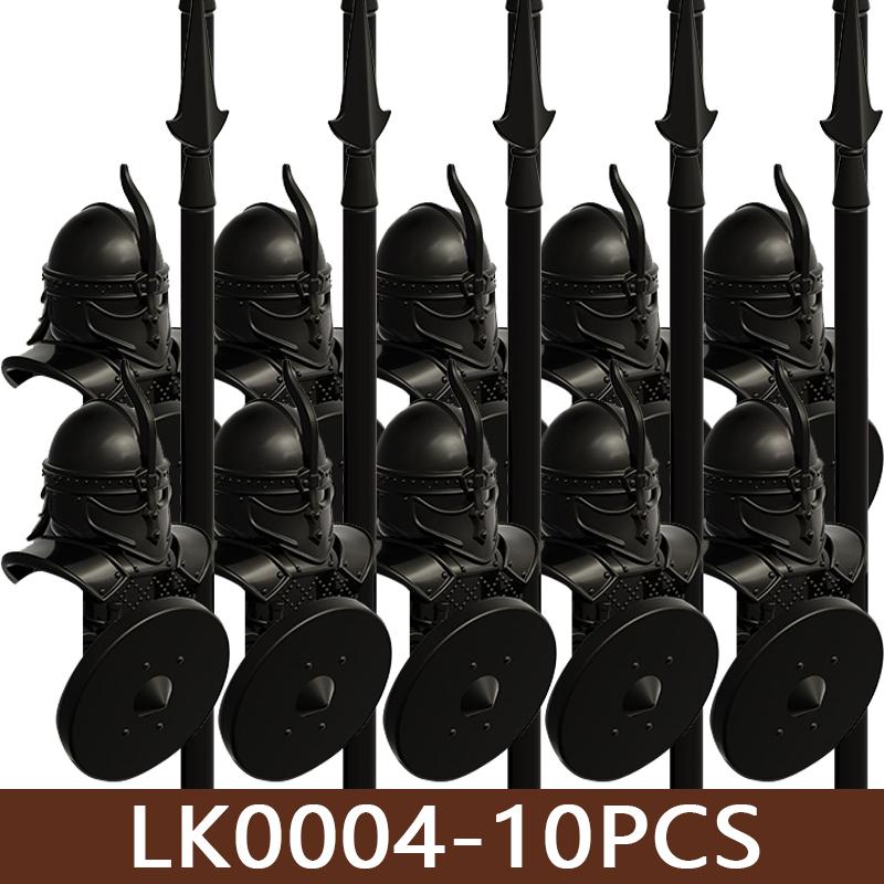 10pcs Medieval Castle Series Soldier Figures Building Blocks Military Army Knight Warrior Game Movie Spear Accessories Bricks Toy Gift