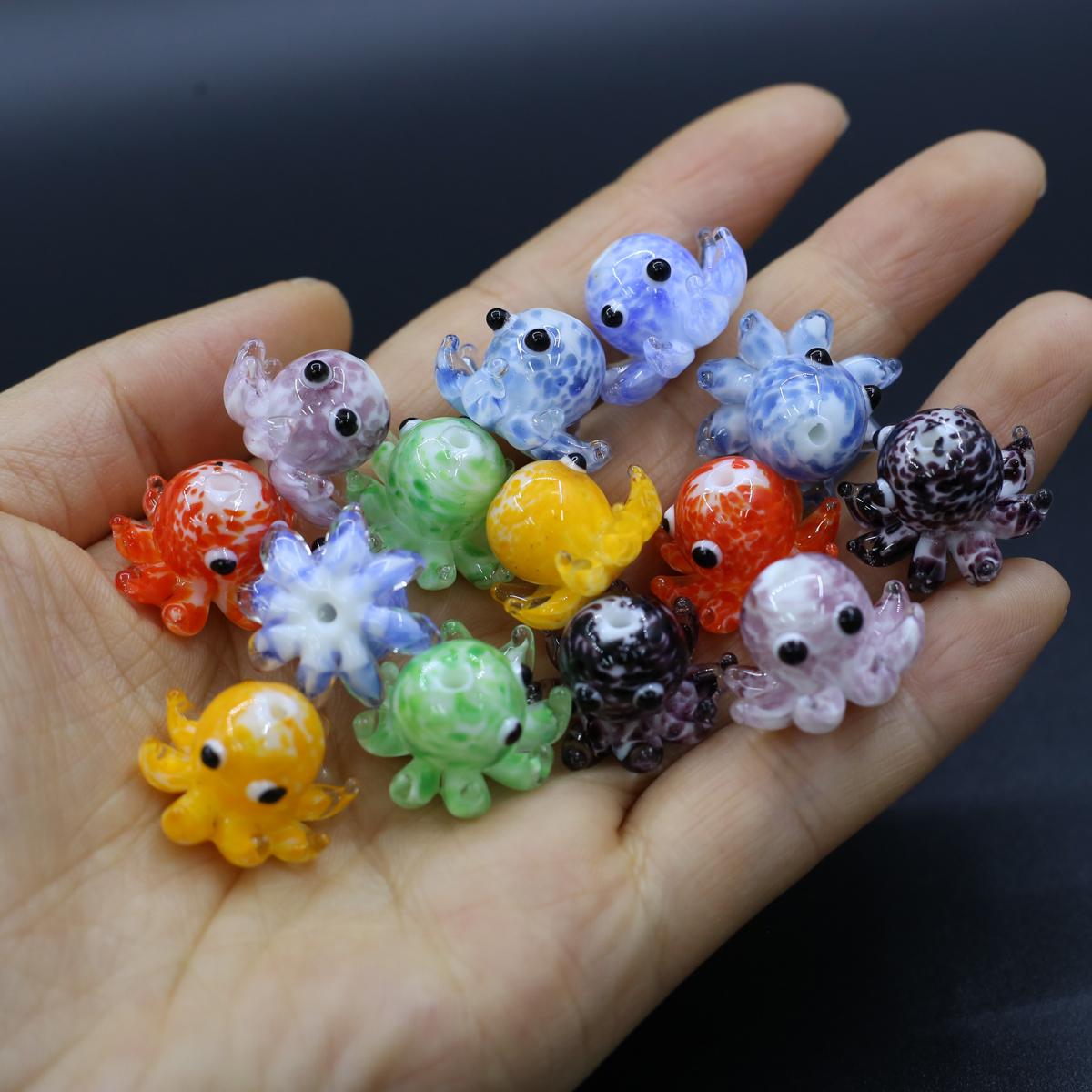 

10Pcs DIY Charms Handmade Lampwork Glass Beads Octopus Shaped Isolation Beads 14x20mm For Jewelry Making DIY Pendants Necklace Earrings Accessory 10pcs