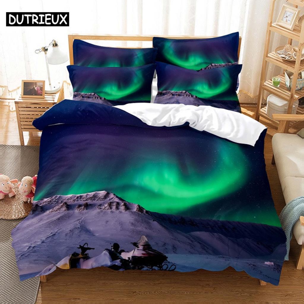 3D Digital-Printed Beach Coconut Tree-Themed Duvet Cover Set In Queen Size - Fashionable Bed Linen Design