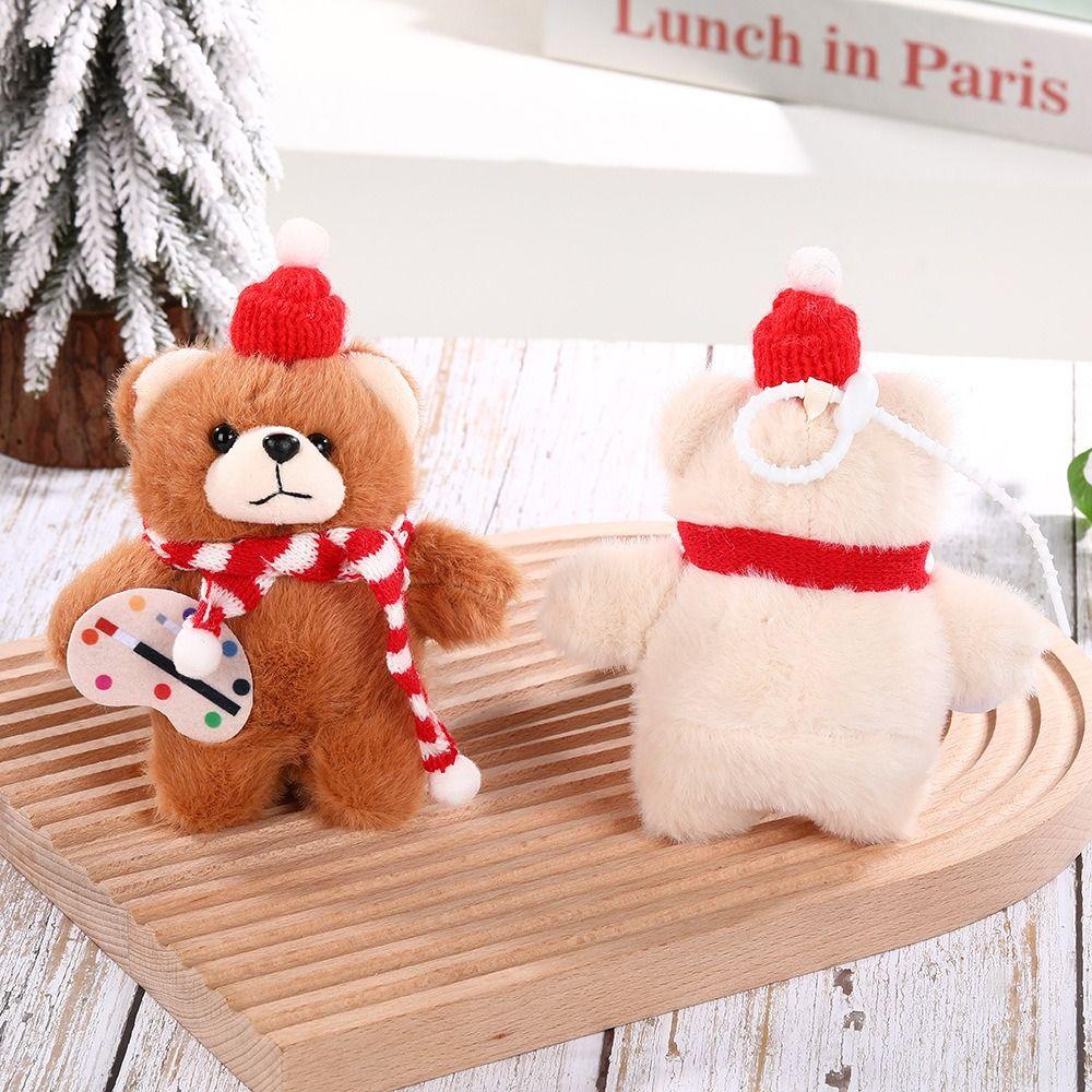 Keyring Christmas Bear Plush Toy Cartoon Animal Bear Plush Dolls  Schoolbag Ornaments