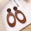 Vintage brown coffee wood stud earrings niche Maillard exaggerated round earrings earrings earrings women